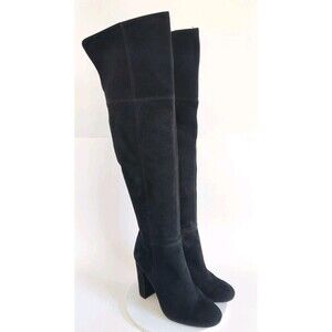 Gianni Bini Knee High Boots Tall Riding Size 5.5 M Suede Black Block Heel Sexy